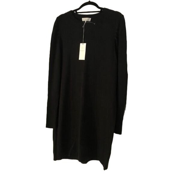 WAYF Black Puff Sleeve Long Sleeve Sheath Sweater Dress Size XLarge - Picture 2 of 12
